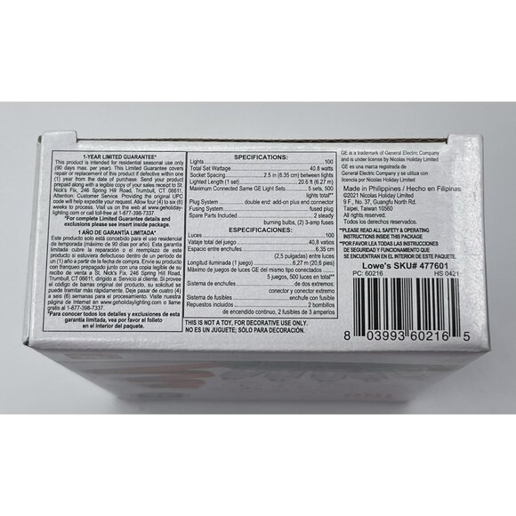 GOLD MINIATURE STRING•A•LONG LIGHTS-GENERAL ELECTRIC-20 FT-100 Count Green Wire - Picture 3 of 5